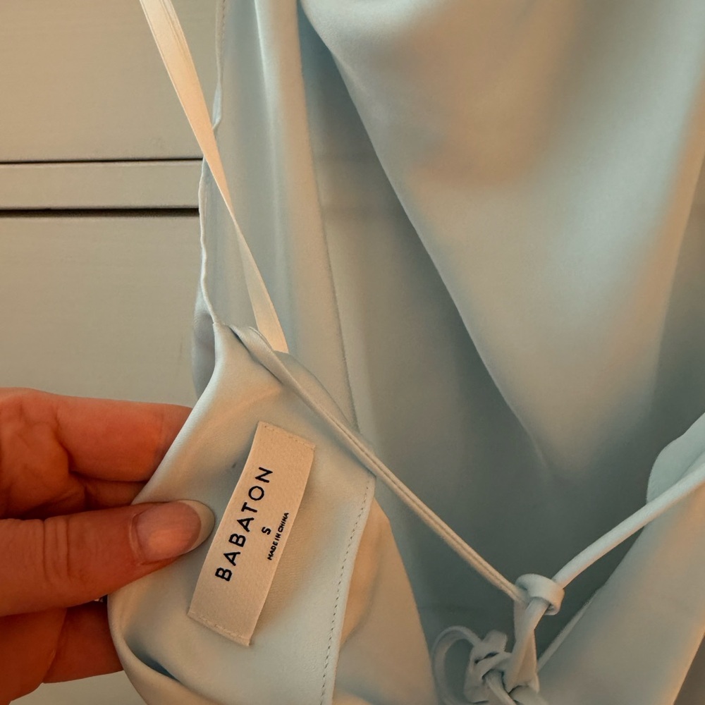 NWT Aritzia Babitz ice blue satin cowl halter top (Size S) - Picture 8 of 8